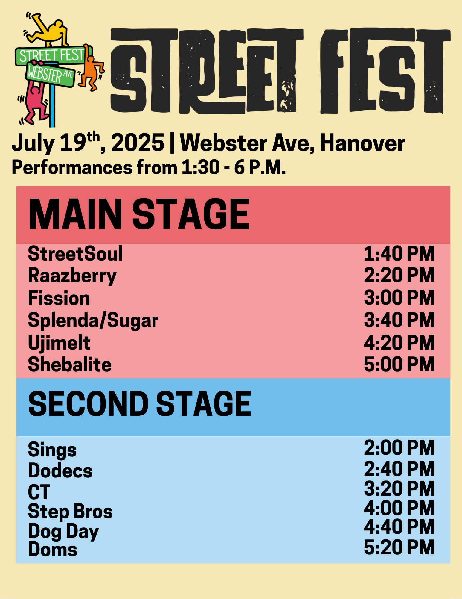 StreetFest day schedule